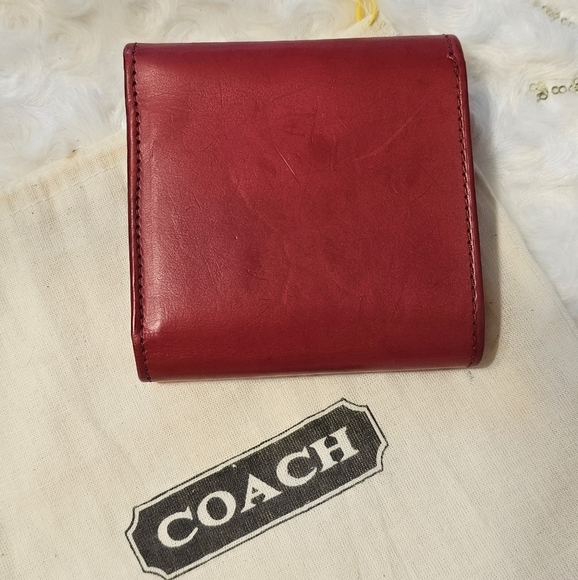 Vintage Coach Water Buffalo Leather Kisslock Wallet / French Purse ( Red ) - Picture 14 of 14